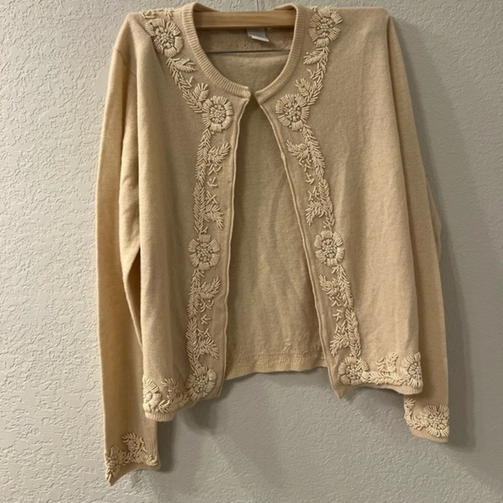 RARE Clifford‎ & Wills Vintage Lambswool Pearl and Beaded Cardigan